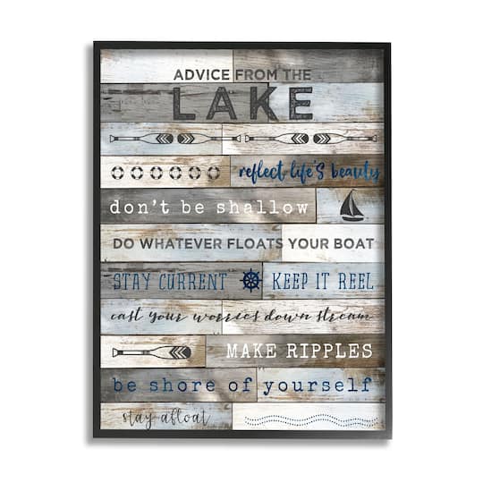 Stupell Industries Advice From the Lake List Rustic Plank Pattern Framed Wall Art